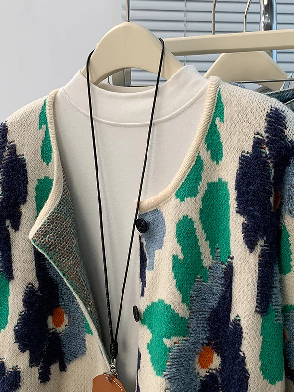 여성용 루즈 캐주얼 라운드 넥 스웨터 가디건 아우터웨어 가을 겨울 신상 플러스 사이즈 편안한 코트