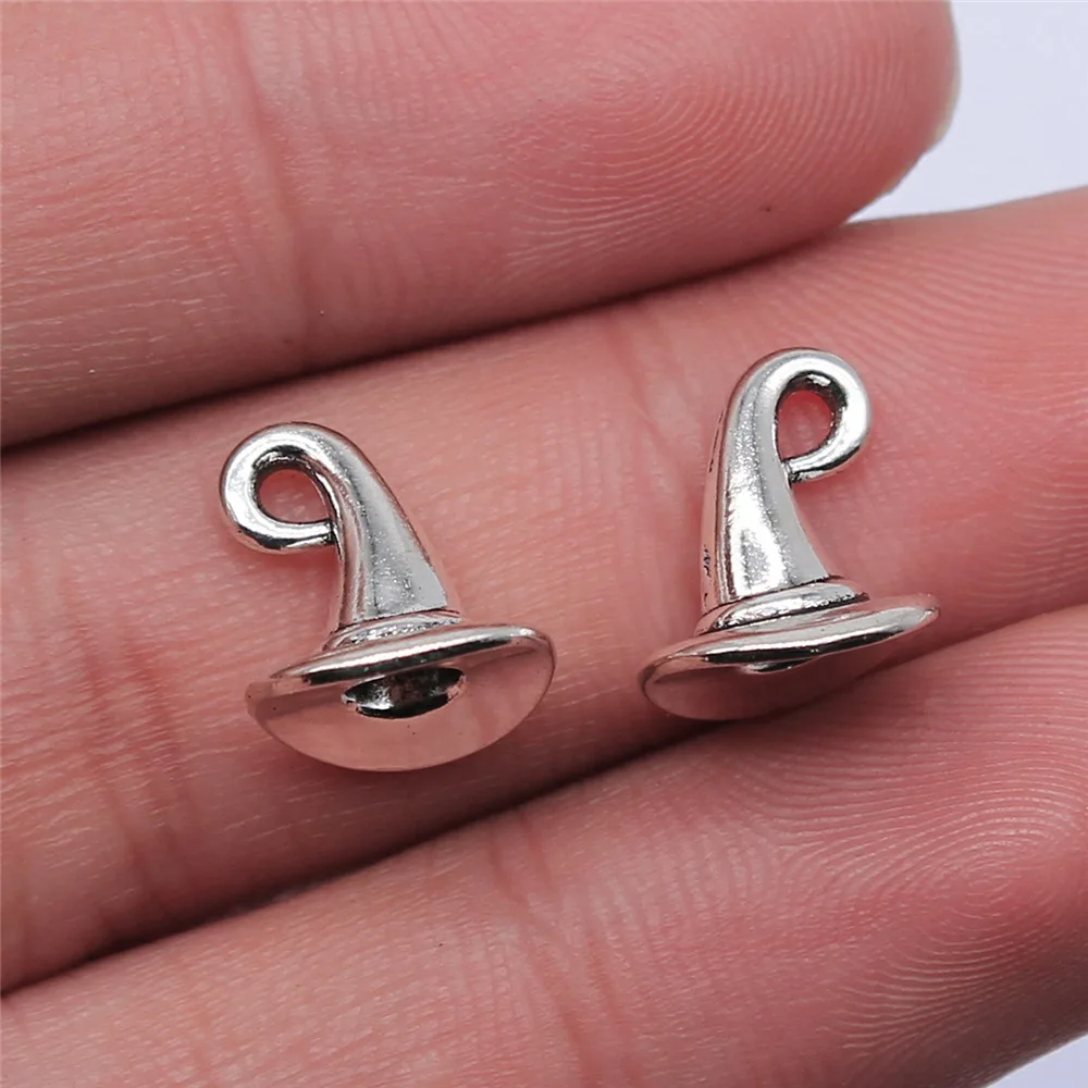 IFOCUS 10pcs/Lot Wizard Hat Charms For DIY Jewelry Making Zinc Alloy 10x10mm/0.39x0.39inch