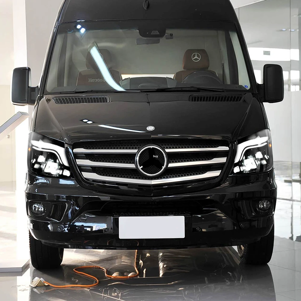 

Для Benz Sprinter 2014-2018 W906 Автоматические передние фонари в сборе, обновленный эффект запуска, светодиодный 4-инструмент для линз проектора, автомобильные аксессуары