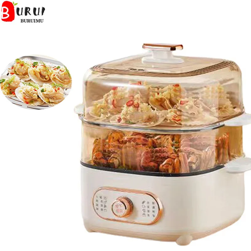 멀티 쿠커 스티머 전기 스팀 냄비 요리 찜기 가정용 2단 투명 가정용 스티머 110V 220V