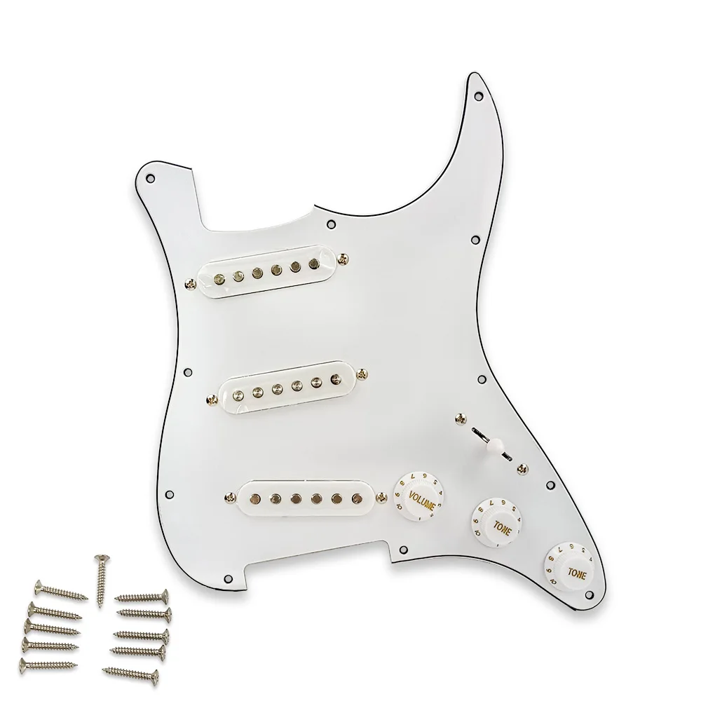 Alnico 5 Loaded Pickguard SSS Prewired Guitar Pickguard Staggered Single Coil Pickups 50/50/52mm for FD ST Guitar
