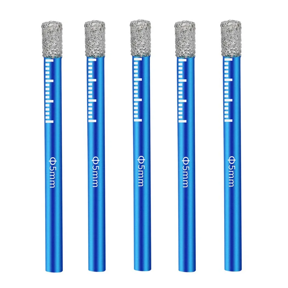 

Dry Drill Drill Bit Workshop Equipment 5mm Round Shank Accessories Blue Color For Glass Marble Granite Brand New