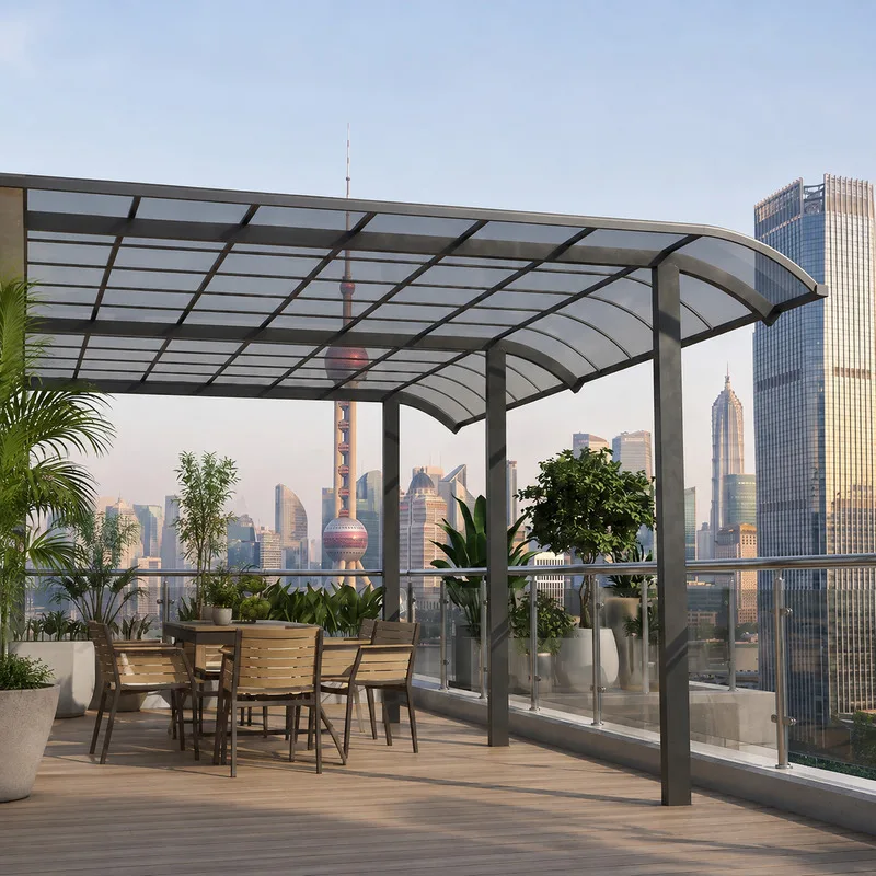 Outdoor Rain Sun Awning for House Gazebo Aluminum Canopy Cover with Polycarbonate Sheets Patio Roof Shade