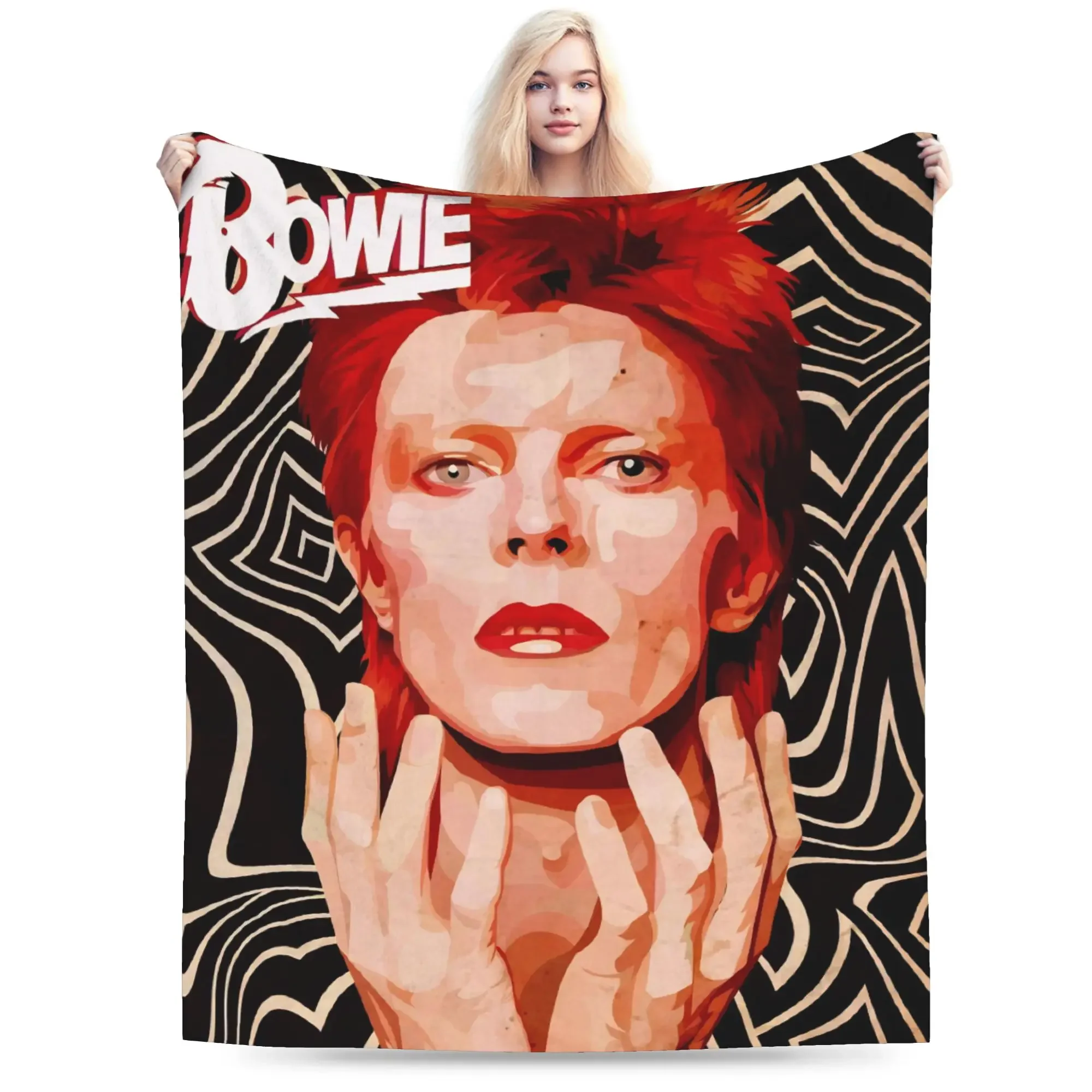 Davids Bowied Warm Blankets Kids Plush Bedding Throws Novelty Home Decor Flannel Bedspread Sofa Bed Cover