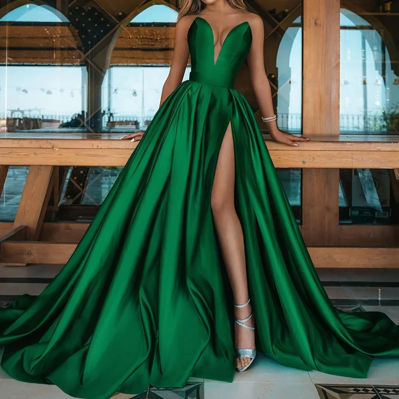 Elegant Wedding Dress Chic Women Luxury Gowns Fold Party Dress Spring Summer Off Shoulder High Split Dresses in Special Occasion