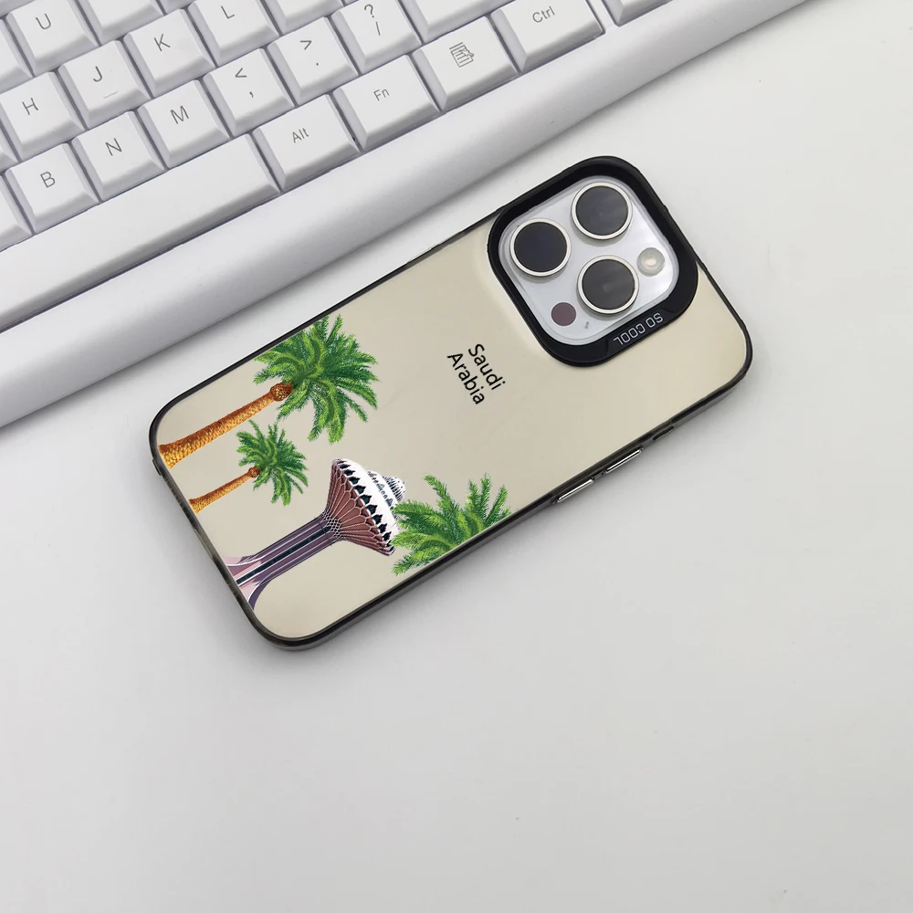 الفاخرة المملكة العربية السعودية شجرة جوز الهند جراب هاتف آيفون 14 13 15 برو ماكس 12 17 الهواء 16 زائد مكافحة سقوط ماتي الغلاف الخلفي #5
