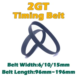2GT Rubber Timing Belt Length 96 98 100 110 118 120 128 130 138 140 148 150 158 160 168 170 180 190 196mm 2GT Closed Loop Belts