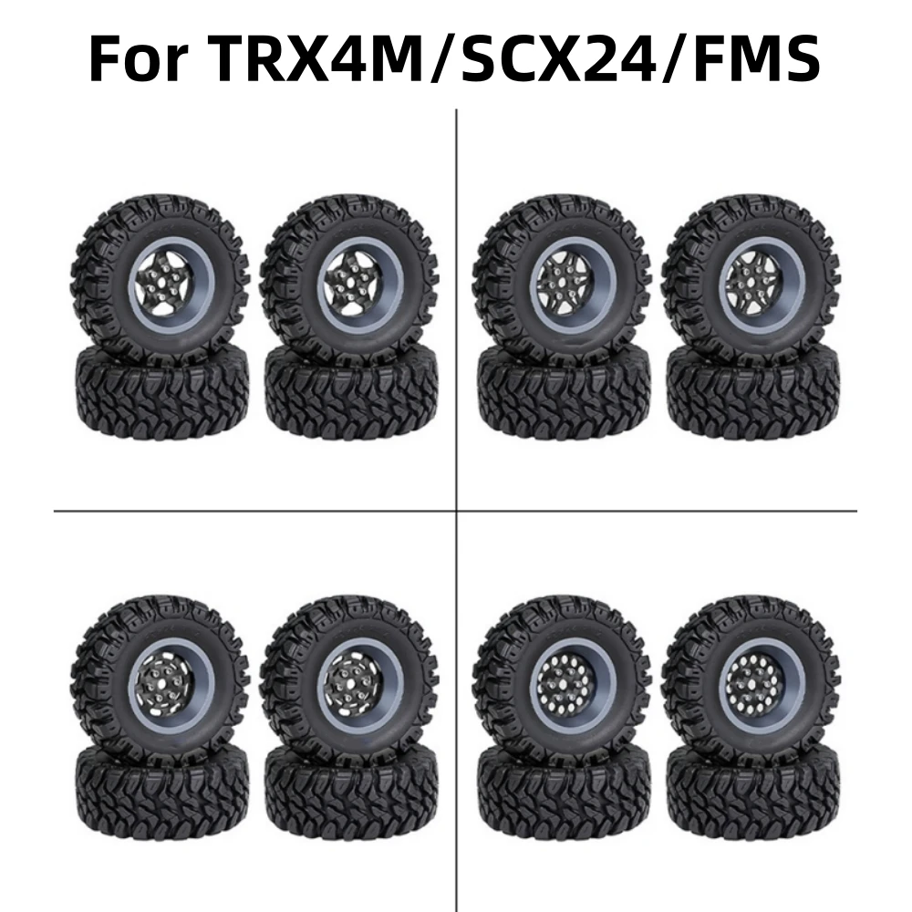 

1.2 Inch Tires Carbon Fiber Wheels for 1/18 TRX4M/SCX24/FMS Accessories RC Climbing Car Model Parts Tire Wheel