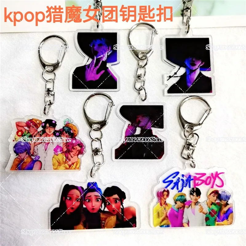 

K Pop Demon Hunters Брелоки Huntrix & Sajas Boys Q Version Акриловый брелок Derpy Tiger Автомобильный брелок Кольца Подвески для багажа