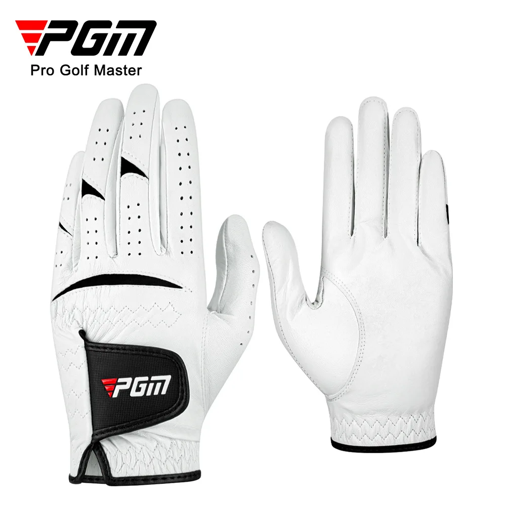 PGM Men Golf Gloves Kid White Cape Genuine Leather Sport Hand Glove Wear Breathable Skid-proof Single Left Right Handed ST025