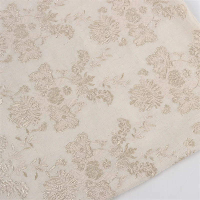 

Льняная марлевая ткань с вышивкой в дворцовом стиле, клеевая, из вискозы, для рукоделия, с растительным цветочным узором, содержание льна 30-40%