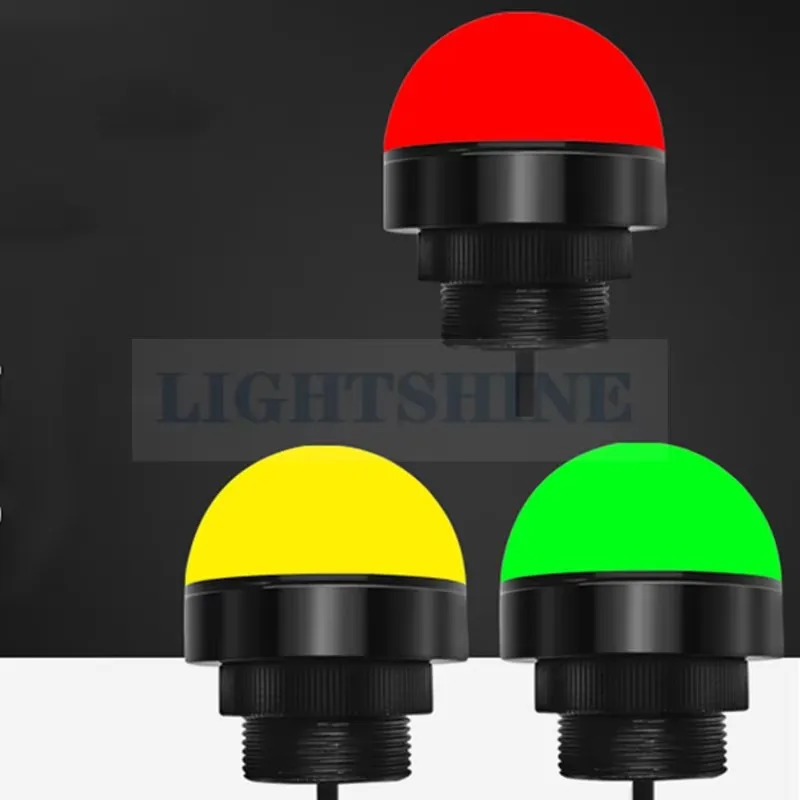 Luz Led de señal hemisférica integrada de tres colores, equipo de máquina herramienta, lámpara de alarma de advertencia, 12v, resistente al agua, 24v, D50mm, M30