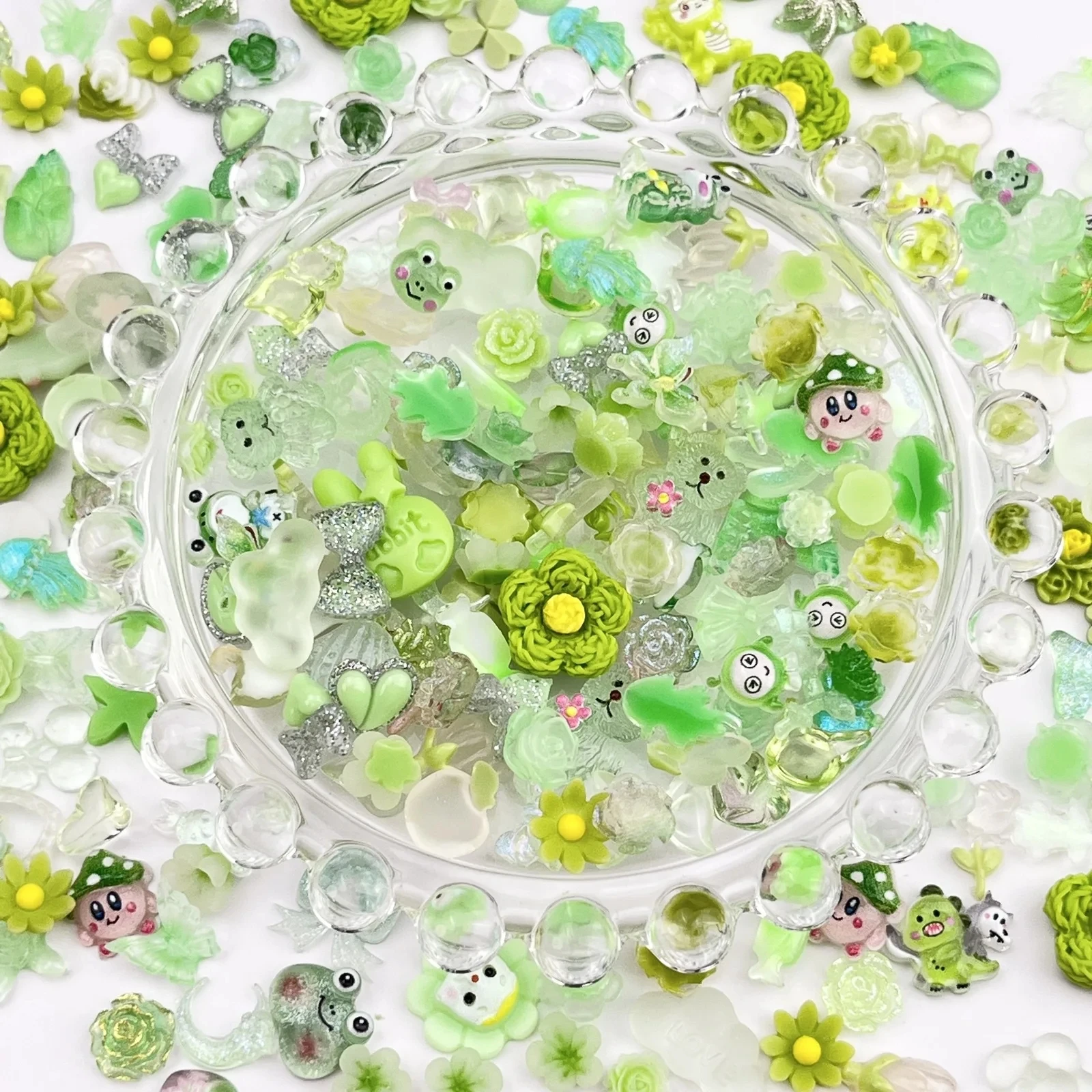 50PCS Mixed Kawaii Nail Charms Bow 3D Bulk Cartoon Resin Rhinestones For Nail Decorations DIY 3D Korean Manicure Design Supplies