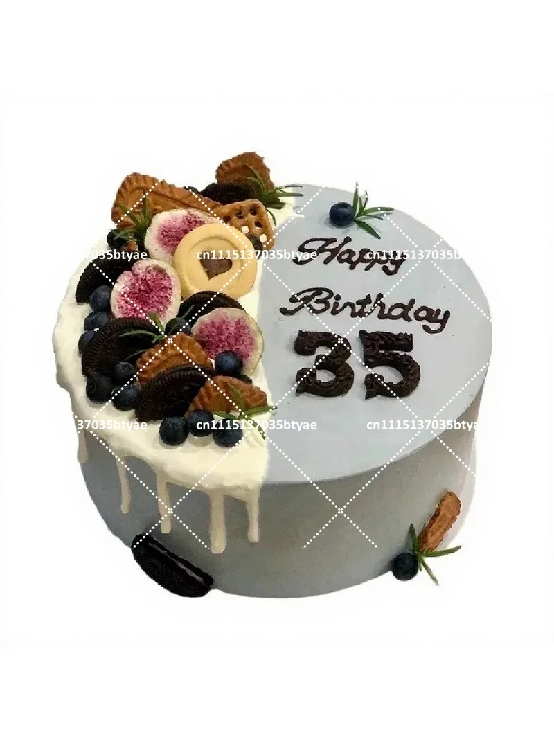Plastic Simulated Birthday Cake Model Fake Fruit Cream Decoration for Party Banquet Ornaments Shooting Props