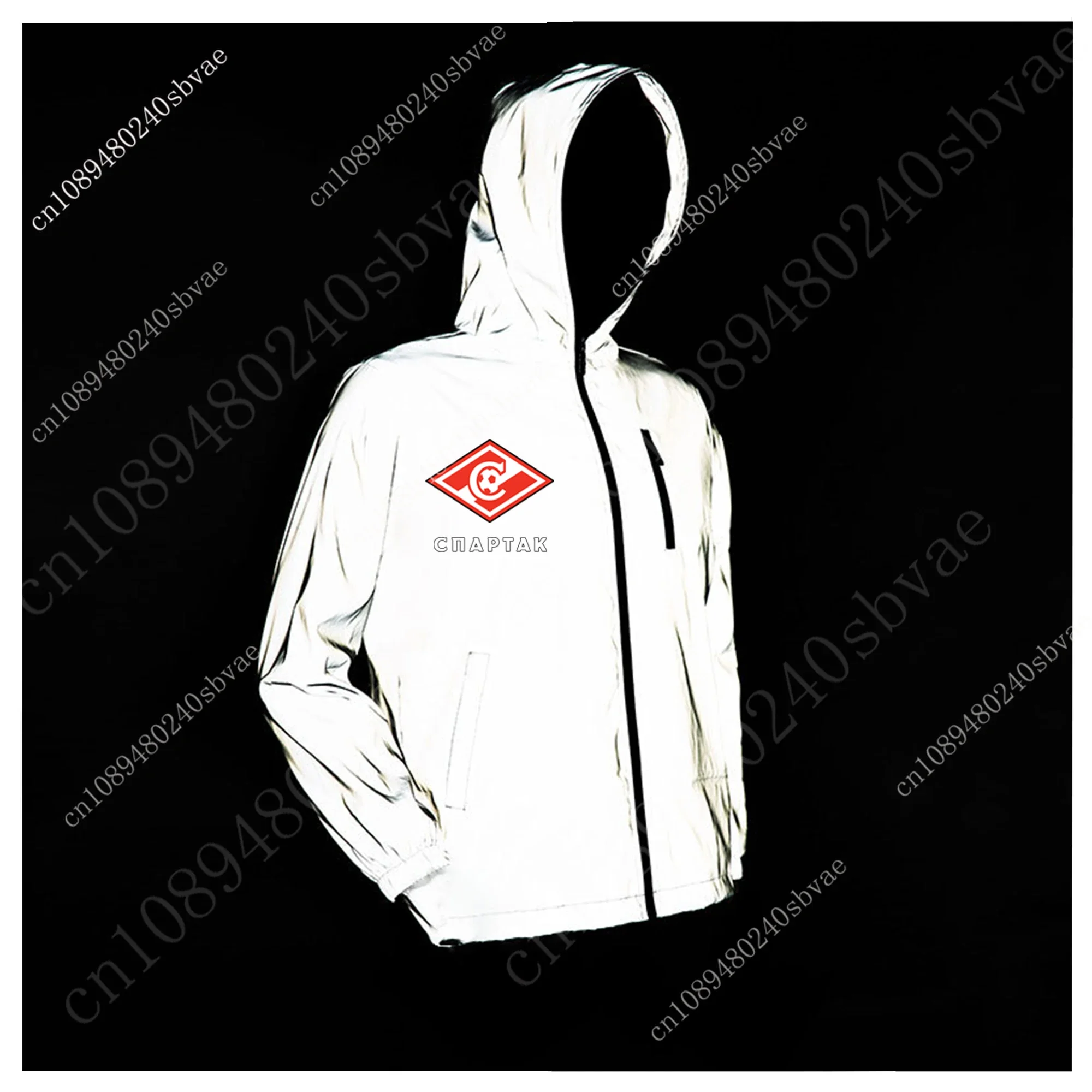 Спартак Reflective Jacket Mens Womens Coat Hooded Windbreaker Runing Pocket Jackets Cycling Hiking Zipper Customized Hoodie