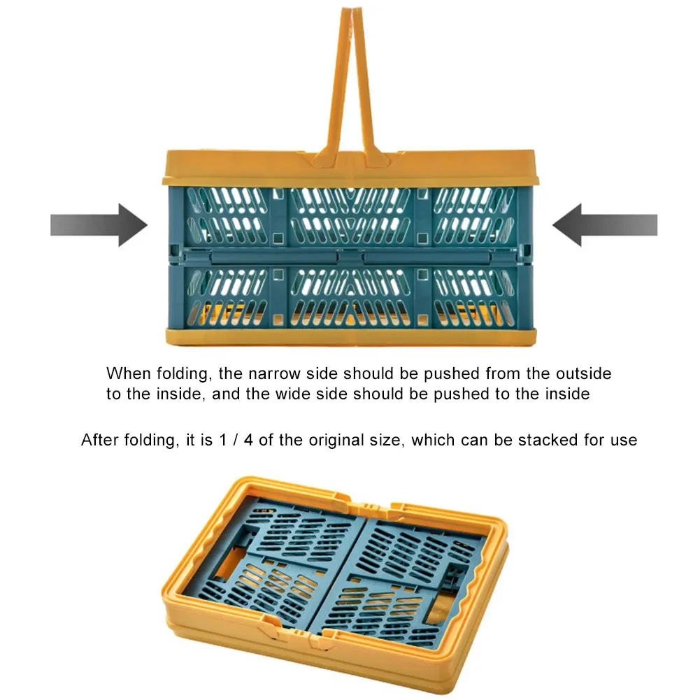 Outdoor Portable Folding Storage Basket Supermarket Shopping Basket Snack Storage Basket Storage Basket Hollow Square Basket