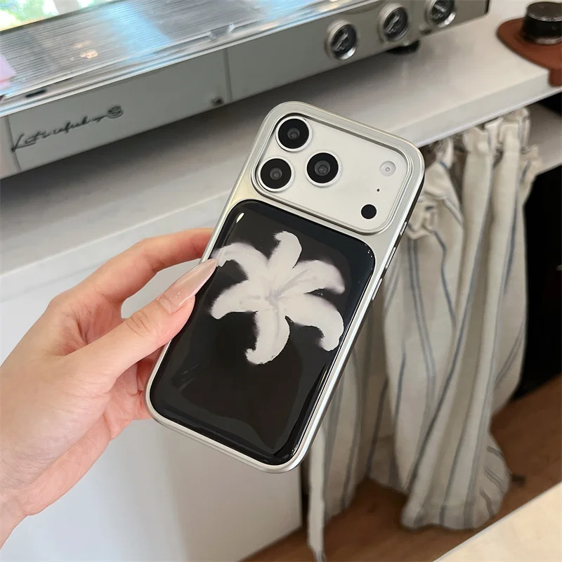 Clear Flower Phone Case For iPhone 15 16 17 Promax Luxury Acrylic Bumper Cover Shockproof Camera Lens Protection Women Design