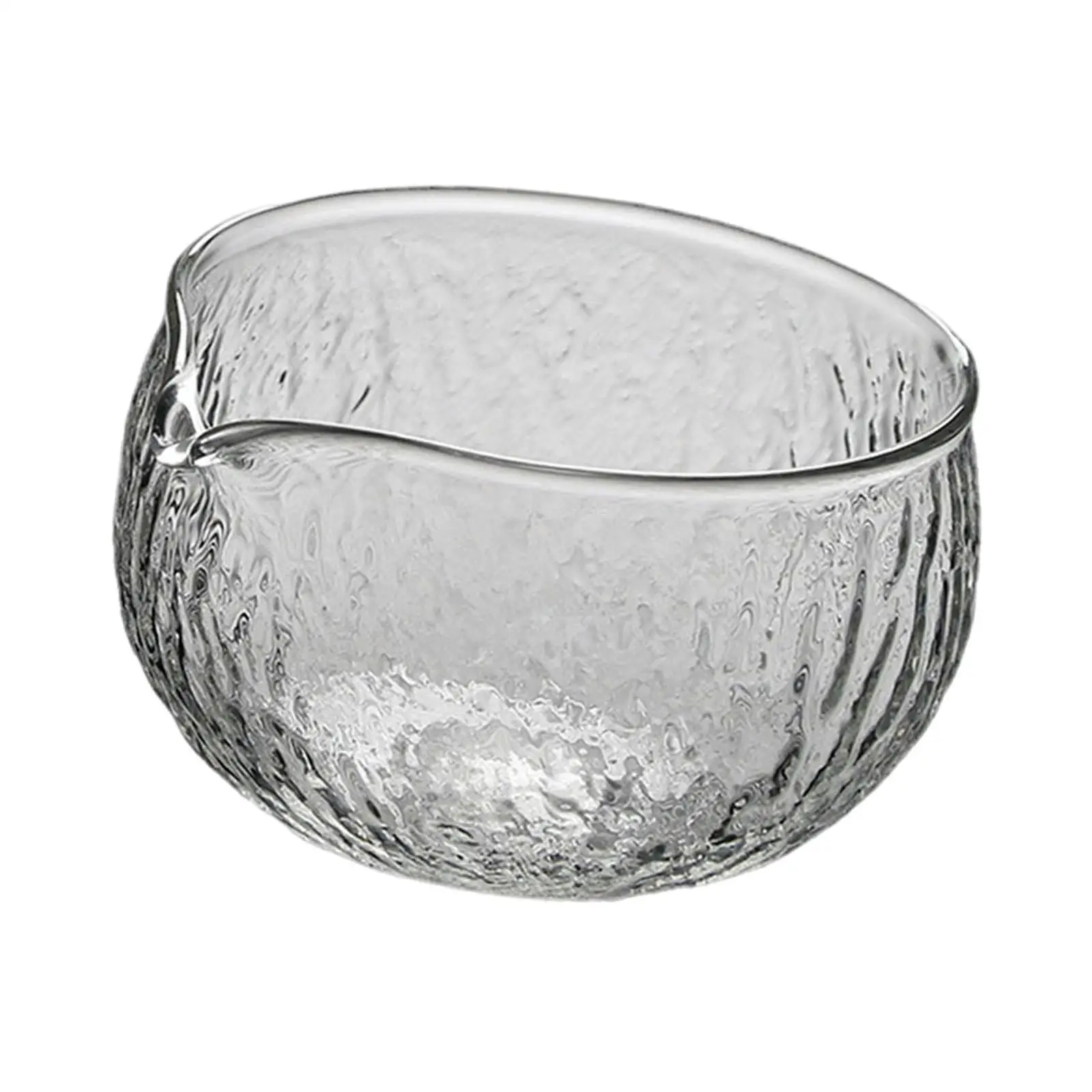 Glass Matcha Bowl Tea Ceremony Accessory Hammered Texture Cup with Spout for Household Coffee Herbal Brewing Solution