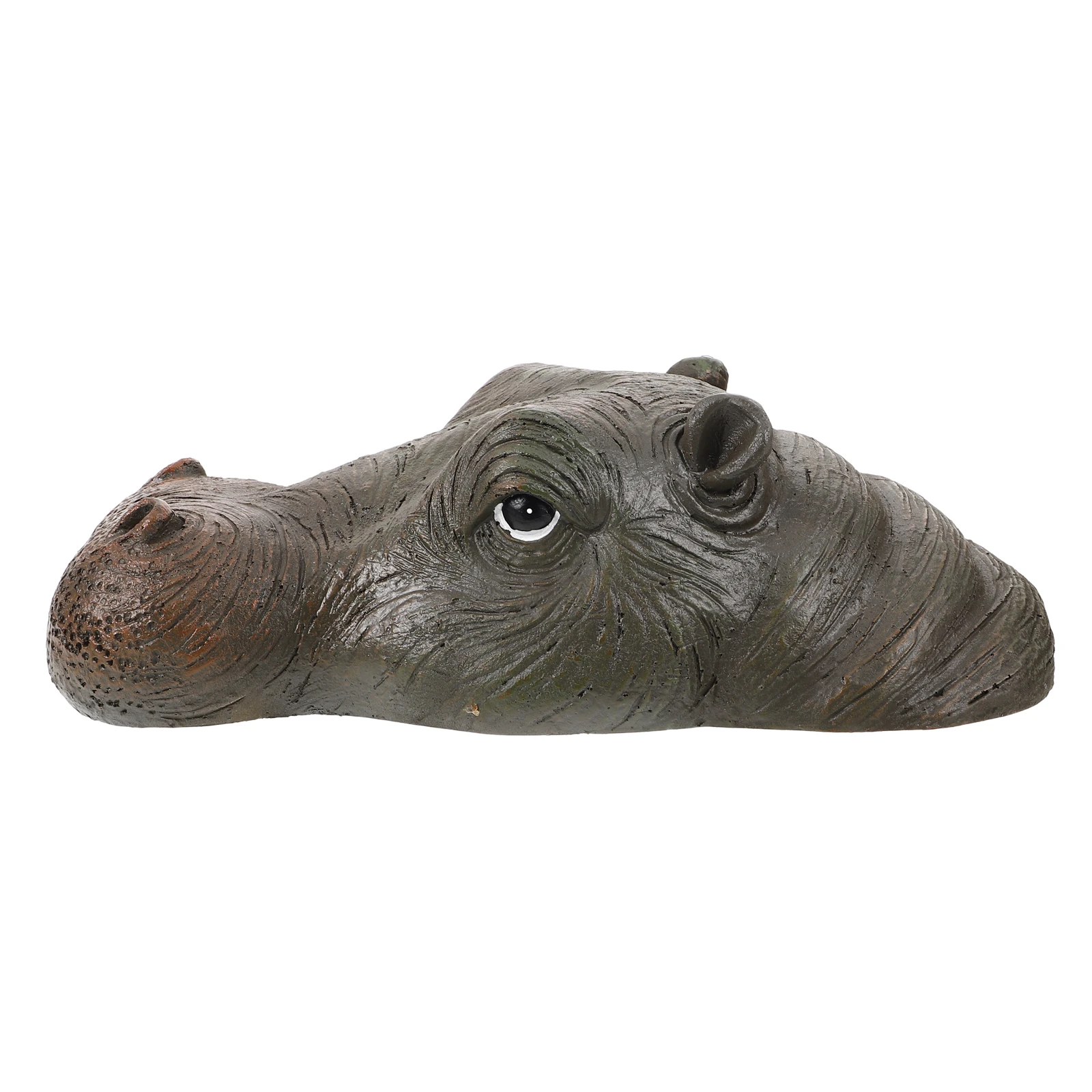 

Resin Hippo Head Statue Floating Pond Decor Garden Yard Balcony Ornament Lightweight Waterproof Animal Figurine Outdoor Pool