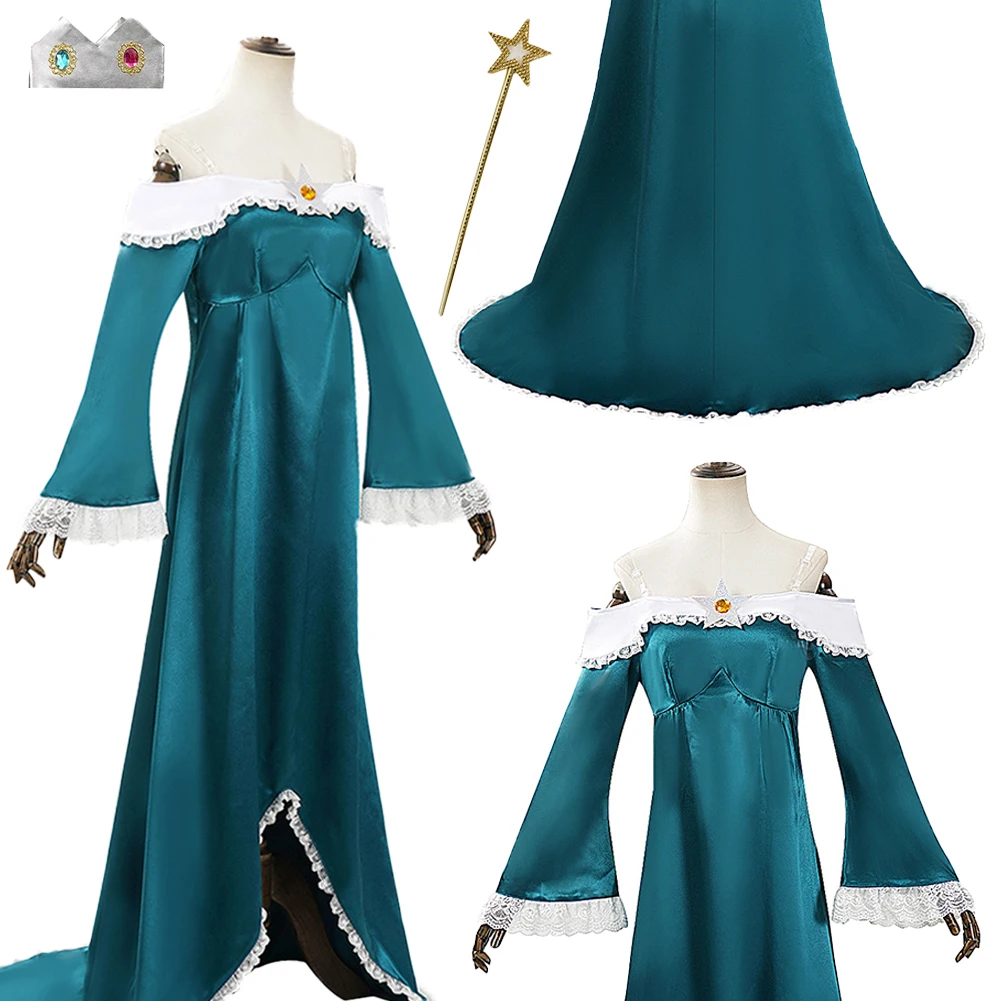 

Fantasia 2026 Movie Rosalina Cosplay Crown Dress Anime Game Women Disfraz Costume Female Fantasy Halloween Carnival Party Cloth