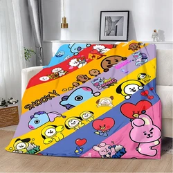 Cute Cartoon Printed Blanket Picnic Blankets Warm Blanket Soft and Comfortable Blanket Home Travel For B-BT21S Birthday Gift