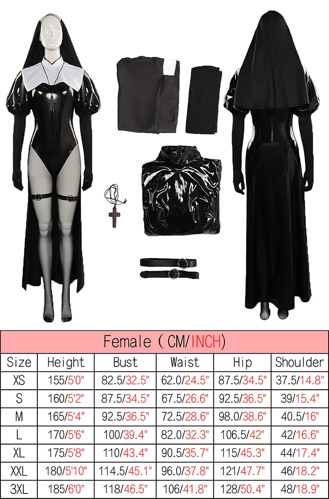 Cos Nun Cosplay Kostuum Outfits Fantasie Onesie Accessoires Halloween Carnaval Pak Voor Volwassen Vrouwen Meisjes Rolspel