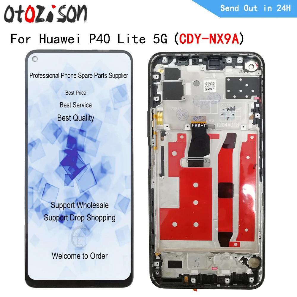 Para Huawei P40lite 5G pantalla LCD para Huawei P40 lite 5G CDY-NX9A pantalla LCD Digitalizador de Panel táctil con montaje de marco
