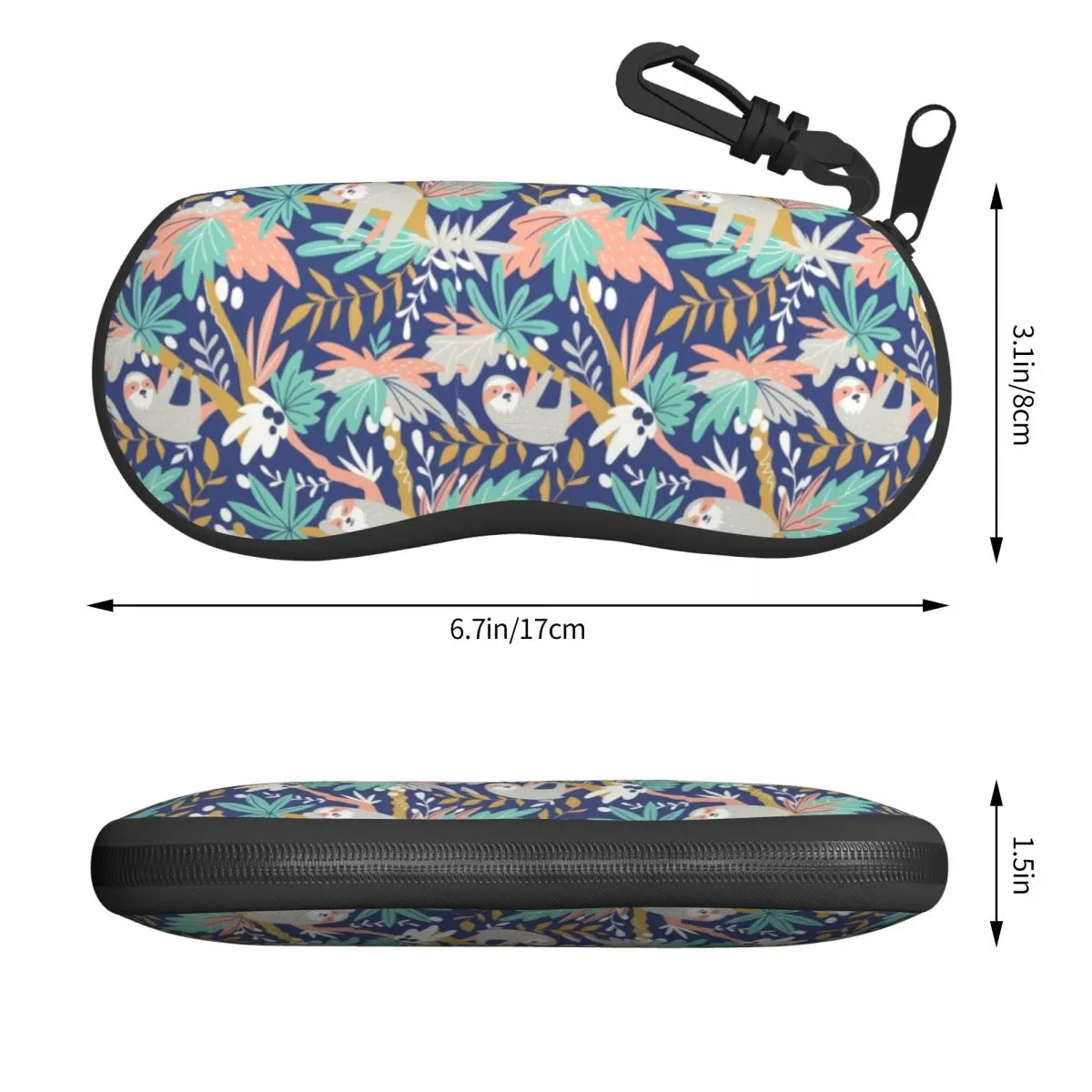 Sloth Pattern Sunglasses Soft Case Neoprene Zipper Retro Shell Eyeglass Case Custom Protective Box For Glasses