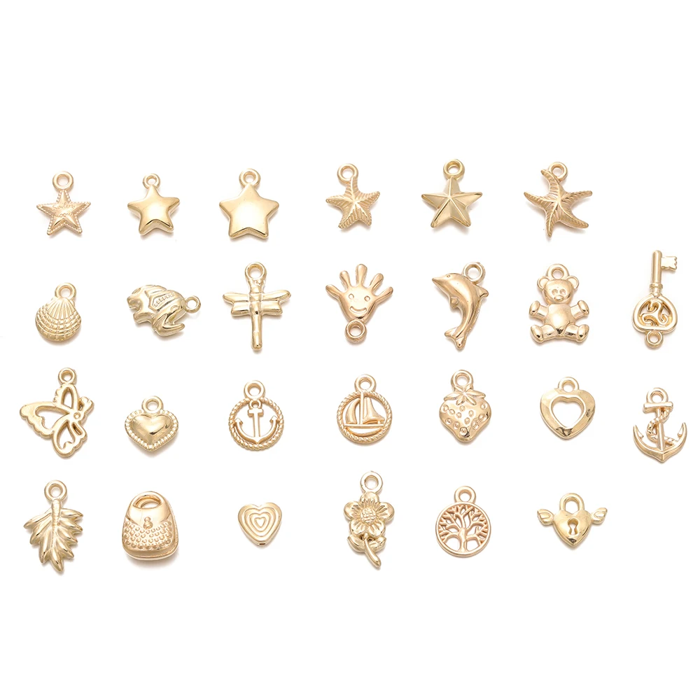 

10Pcs/lot 26 Styles CCB Classic Starfish Charms Gold Color Pendant for DIY Necklace Bracelet Jewelry Making Accessories