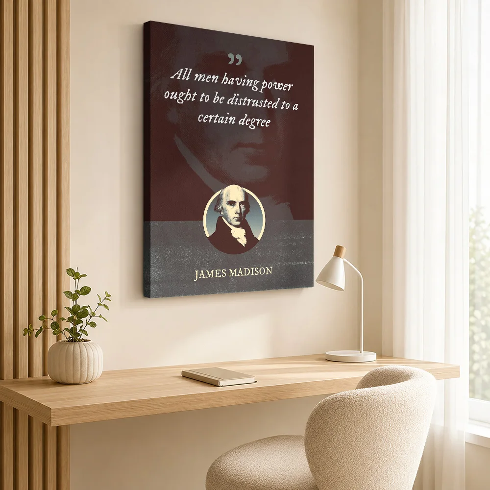 James Madison Quote Framed Canvas Print Customized Photo Black And White Lettering Wall Art For Reading Nook Housewarming Gift