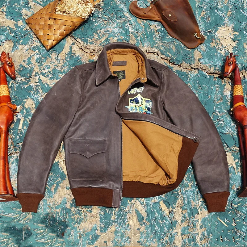 Dark Brown Winter Leather Jacket Men Vintage Style Plus Size 4XL Geuuine Natural Cowhide Turn-Down Collar A2 Flight Coat