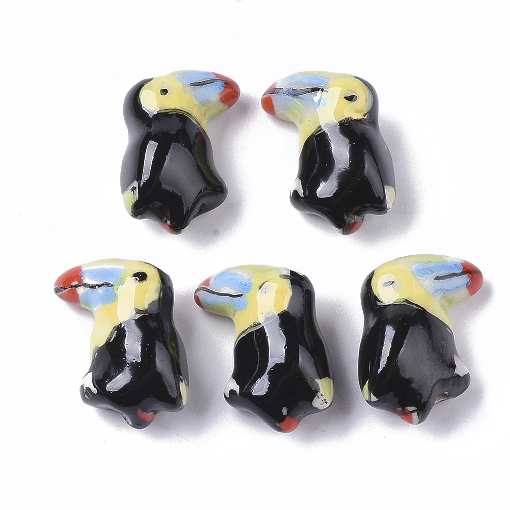 

2pcs Woodpecker Ceramic Beads Handmade Porcelain Beads For DIY Jewelry Making Bracelets Necklace Keychains Accessories