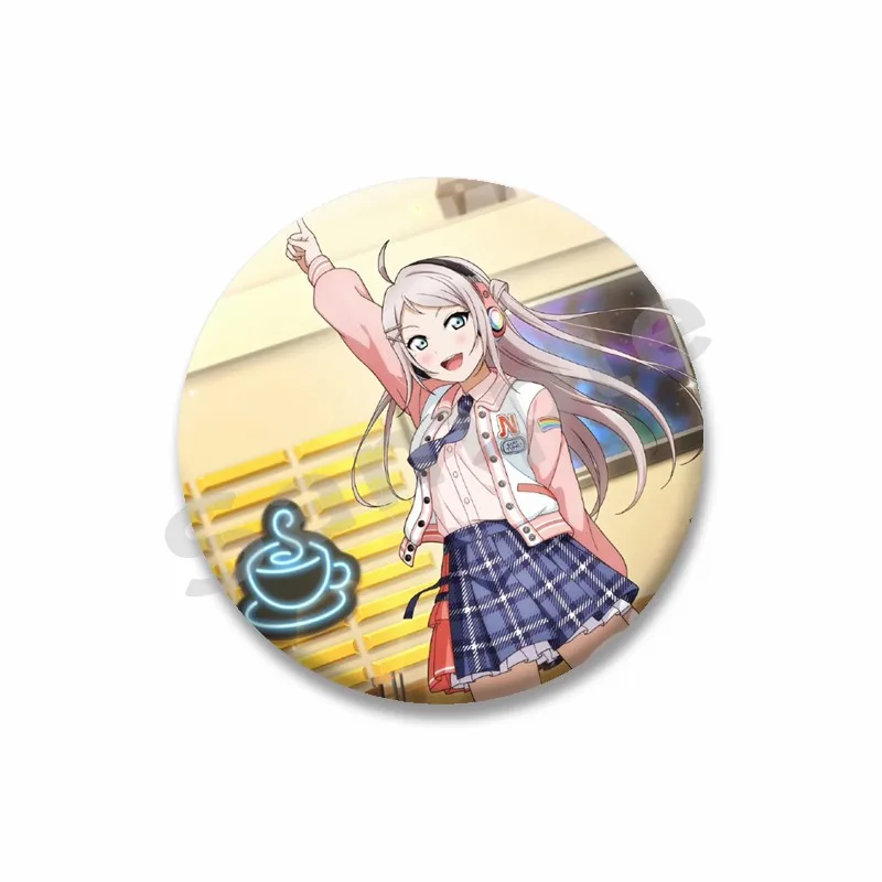 Love Live Sunshine Anime Badge Kawaii Cartoon Girl Hanamaru Dia Yoshiko Riko Ohara Mari Kanan Brooch Pins Hat Bag Accessories