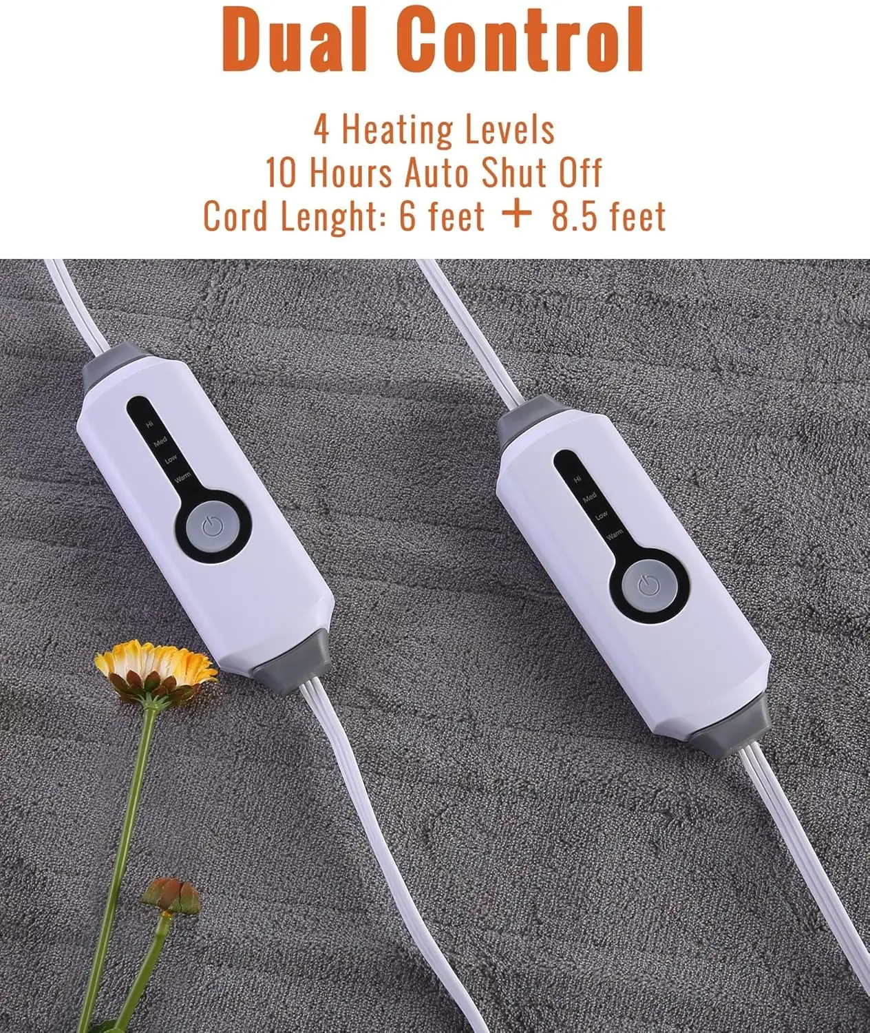 Queen Size Electric Mattress Pad with Dual Control, 4 Heat Levels, Fast Heating, Auto Shut Off, Machine Washable