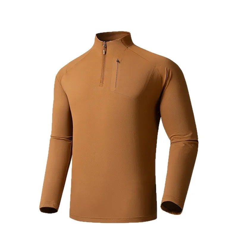 2026 New Half-zipper Stand-up Collar Summer Breathable Fashion Long-sleeved T-shirt Sunscreen Ice Silk Long-sleeved Men's T
