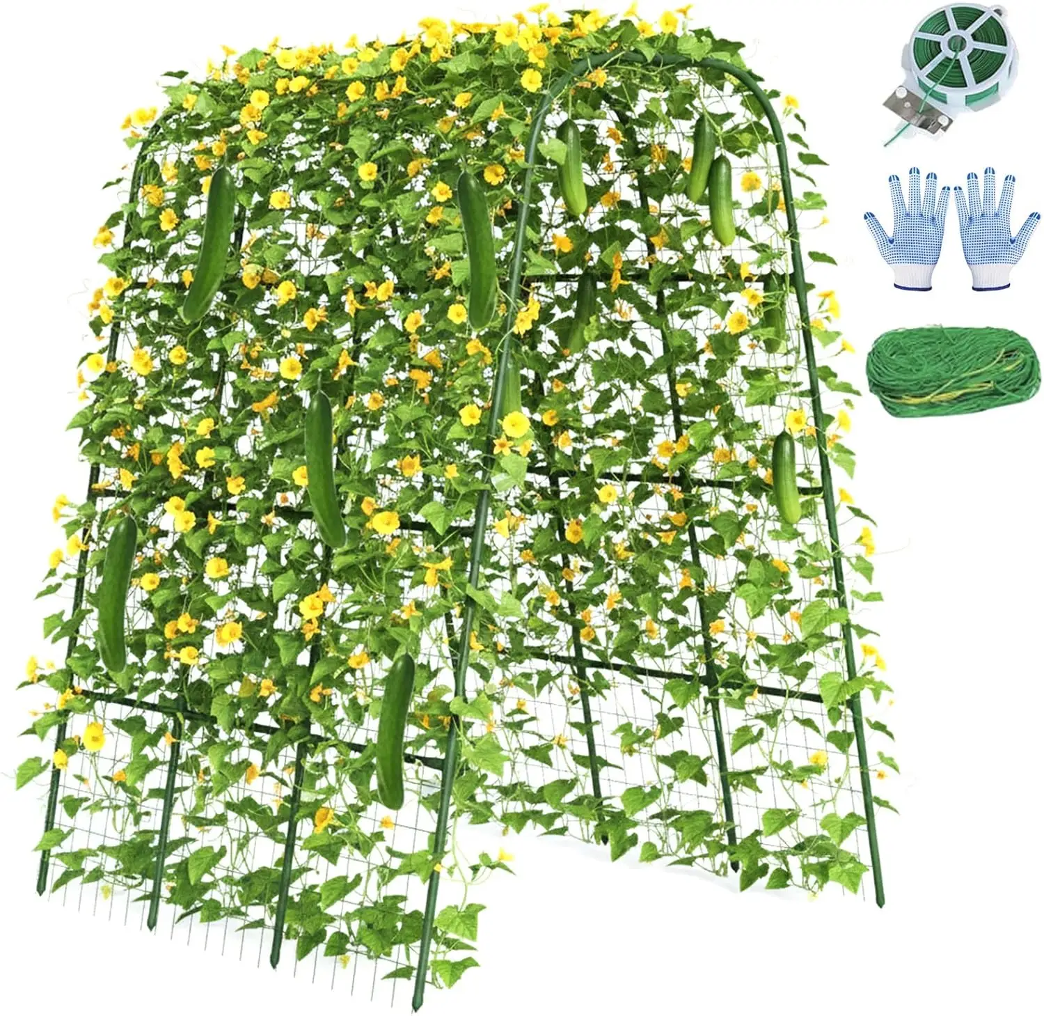 Estructura de Soporte para Pepinos de 16 mm para Césped Elevado, 48'' L x 64'' H, Estructura Metálica Resistente en Forma de U para Plantas Trepadoras en Exteriores