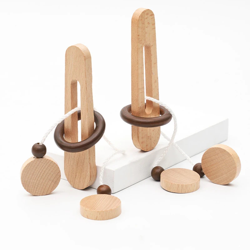 Intelligent Unlock Toy Kong Ming Lock Brain Teaser IQ Puzzles Wooden Toys Montessori Children Adult Decompression Thinking Games