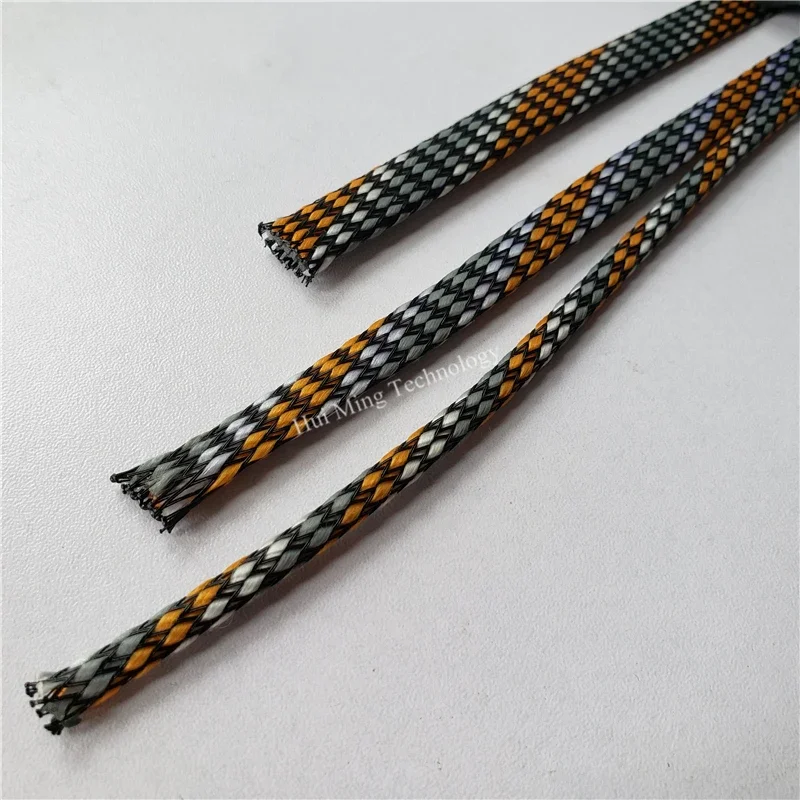 Cable Sleeve Orange White Cable Sleeves 8mm Expandable Sprira Wrapping Wire Braid Sleeving PP Cotton Yarn PET Cable Protection