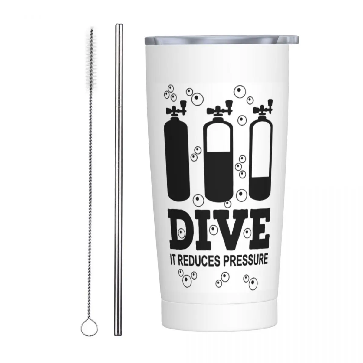 Scuba Diving Insulated Tumbler with Lid Dive Diver Vacuum Thermal Mug Outdoor Portable Car Bottle Cup, 20oz