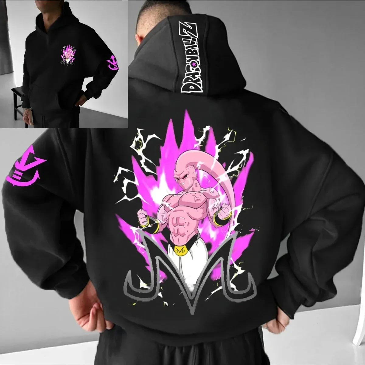 Dragon ball tendência explosão majin buu gráfico hoodie das mulheres dos homens primavera outono anime streetwear moletom casual unisex roupas