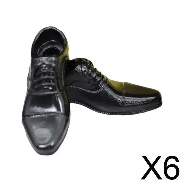 

Suit Leather Miniature Men Shoes Lace Up Black Fashion Wearable Accessory for 1 6 Scale Doll Collection