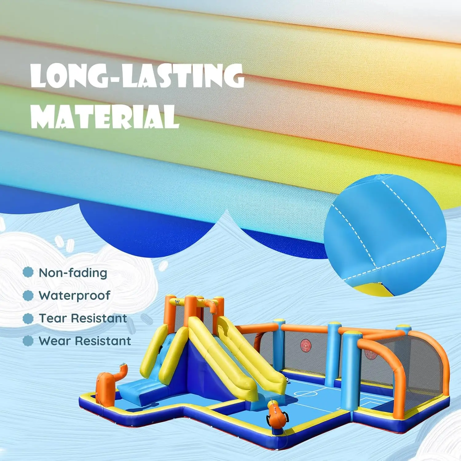 Giant Inflatable Water Slide Bounce House with Soccer Goals, Splash Pool and Climbing Wall - Outdoor Blow Up Water Park for Kids and Adults, Backyard Fun (Blower Not Included) view 4