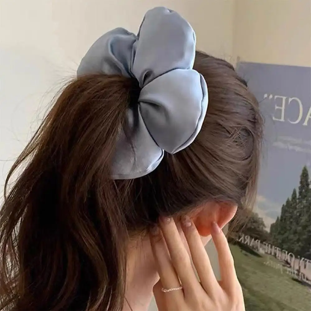 

Fashion Sponge Flower Satin Hair Scrunchies Large Elastic Girls Hair Tie Elegant Hair Accessories for Women