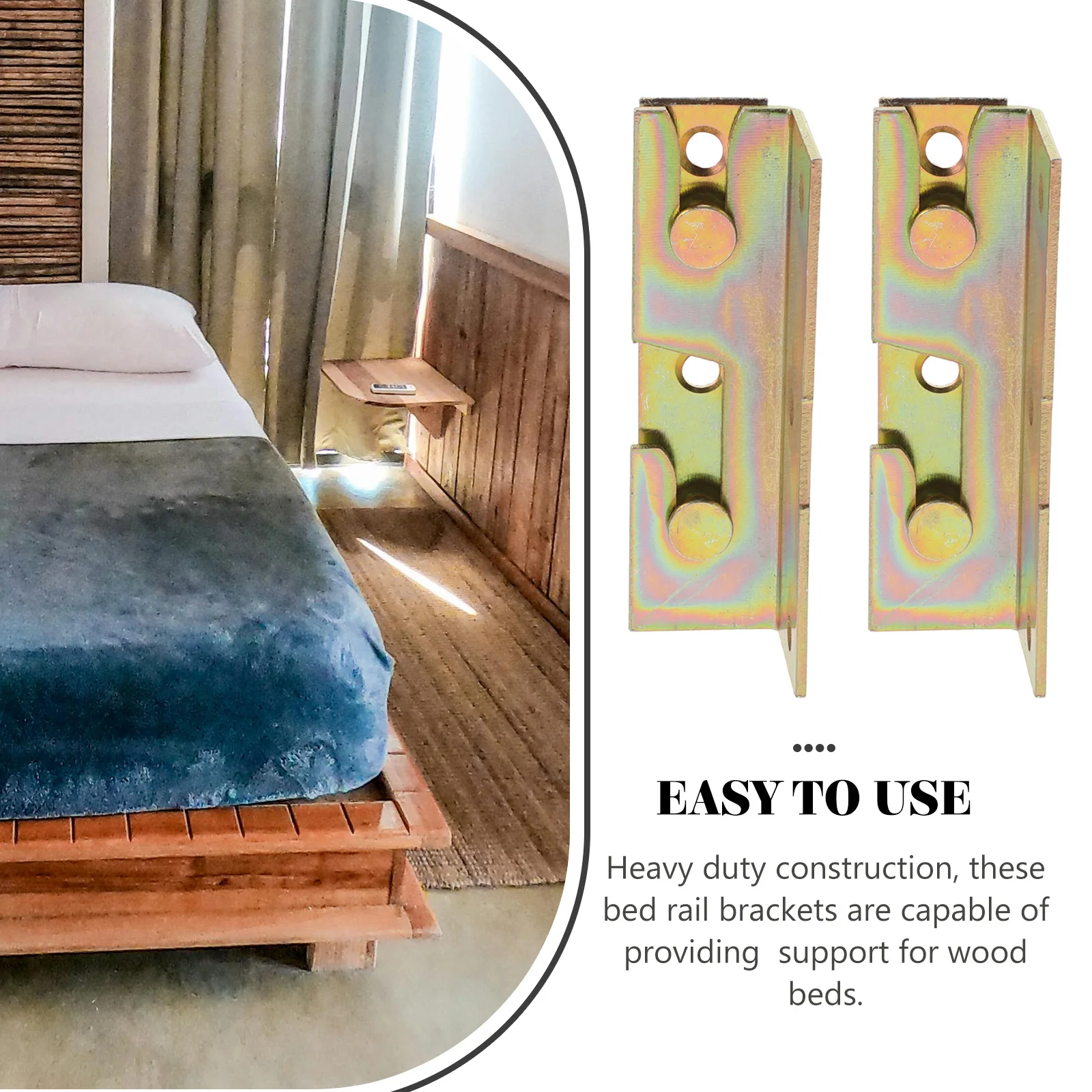 

4pcs Bed Hinges Pins Heavy Duty Iron Material Precise Processing Connectors Screws Hooks Wood Beds Brackets