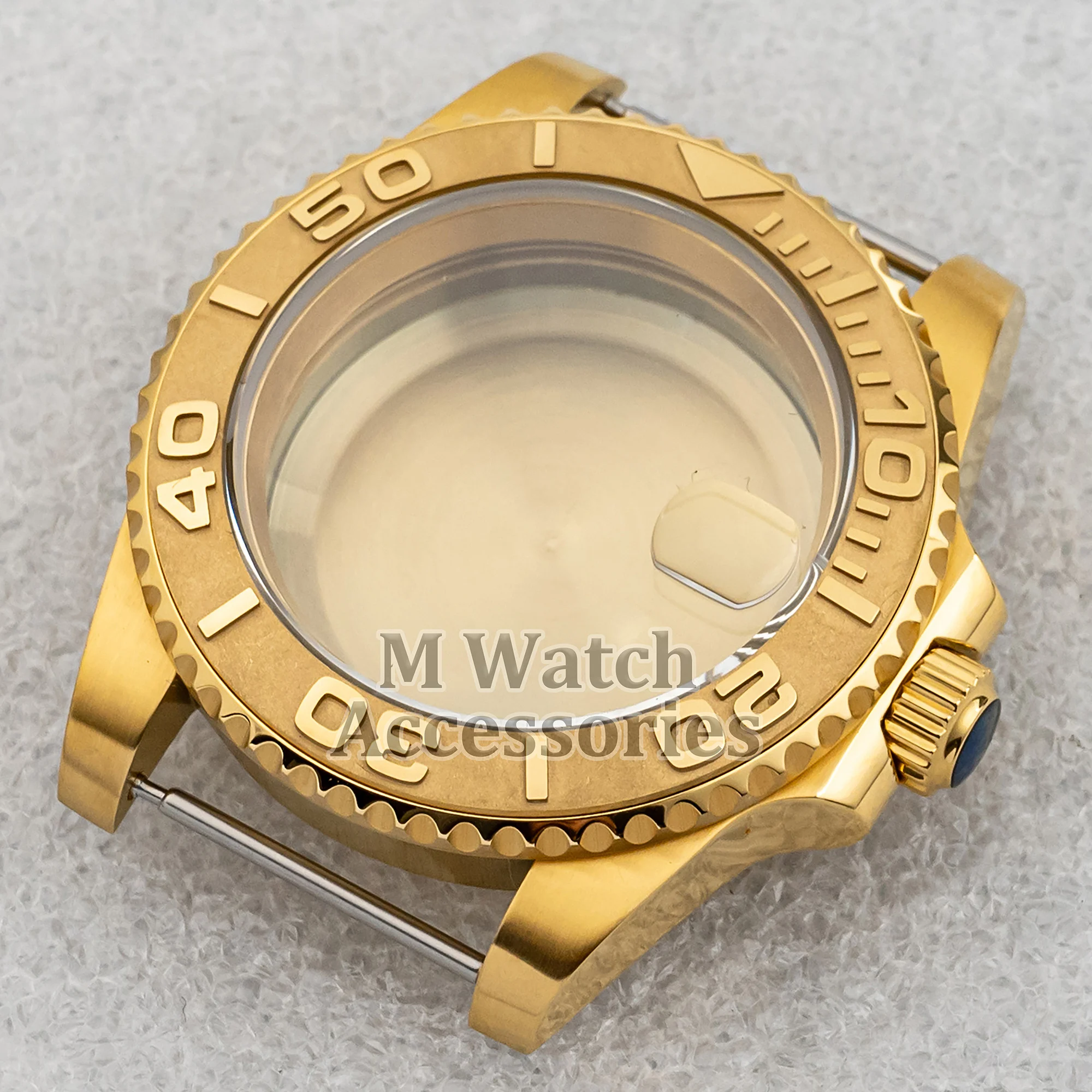

40mm Gold PVD Watch Case 316L Stainless Steel Waterproof Sapphire Glass for NH35 NH36 Movement 28.5mm Dial Submariner Yacht Case