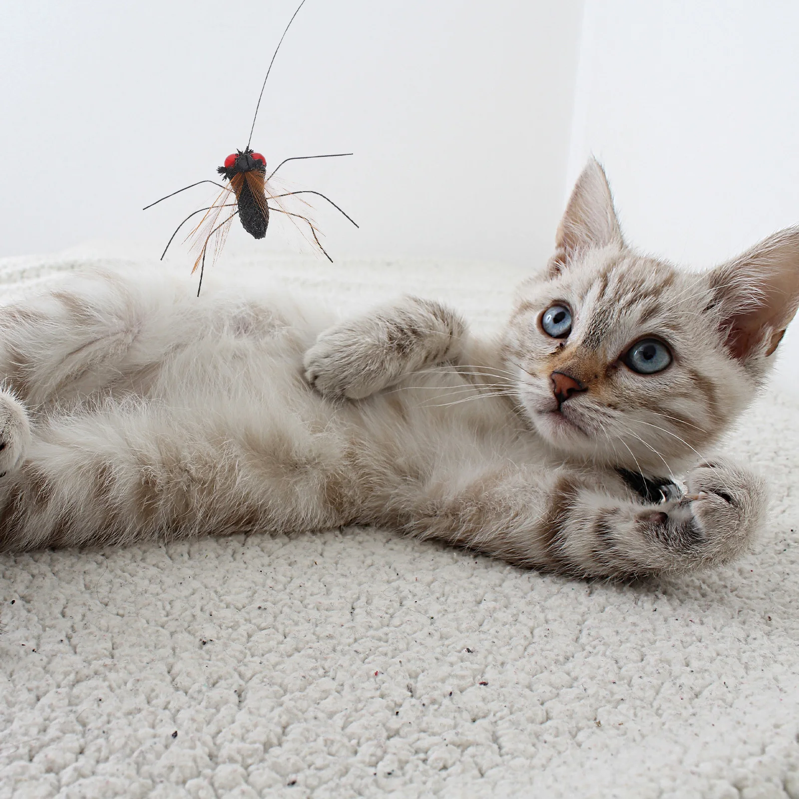 

2pcs Funny Interactive Kitten Teaser Replacement Insect Supplies Indoor Pet Hunting Long String Teaser Refill Cat Interactive