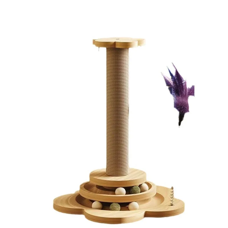

OUWO Cat Scratch Pole Cat Trees High Density Turntable Board Toy Cats Grab Column Climbing Frame Pet Supplies
