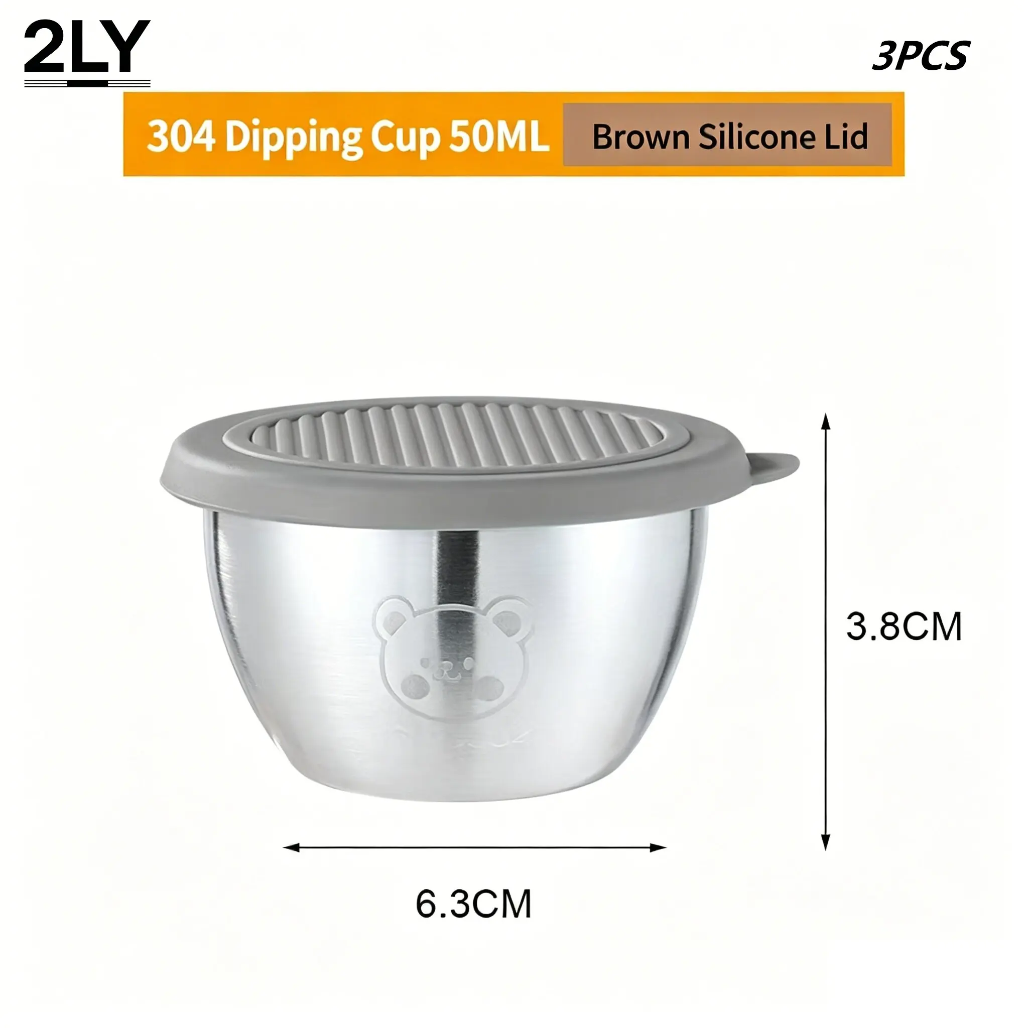3Pcs 304 Stainless Steel Sauce Cups With Lids Portable Mini Condiment Bowls Reusable Takeaway Dipping Containers For Bento BBQ C