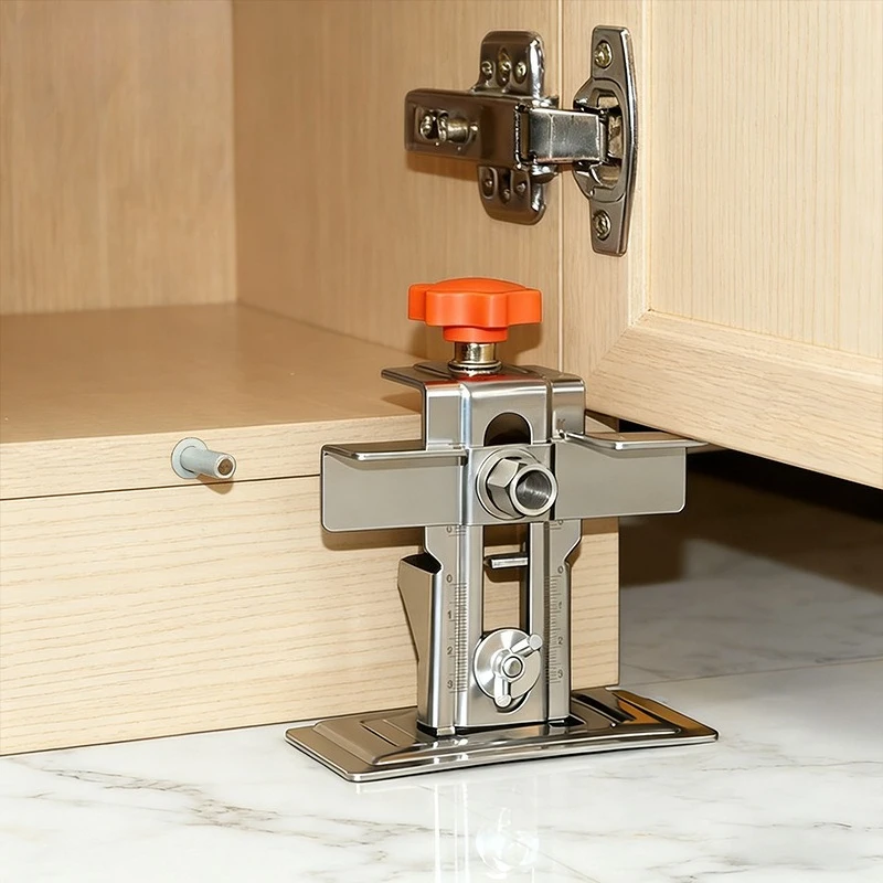 Adjustable Stainless Steel Woodworking Locator Assist Cupboard Floor Cabinet Door Leveling and Hardware Mounting