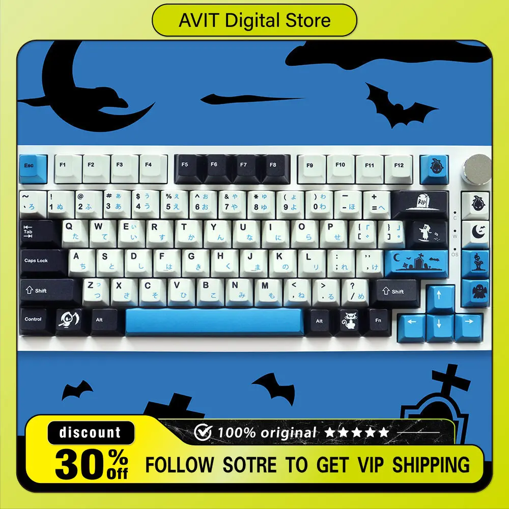 GMK Midnight Theme Keycaps 129 Keys Keycap for DIY Backlit Keycaps for Pc Gaming Classic Key Cap Suit Suit Anime ESC Anime Gifts